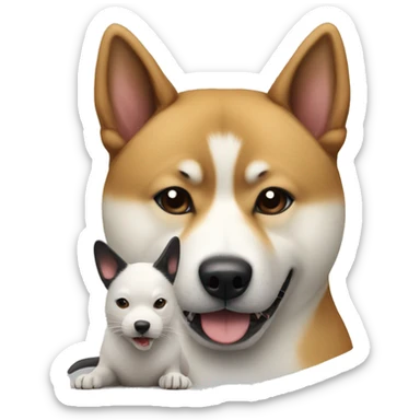 akita dog holding a rat sticker