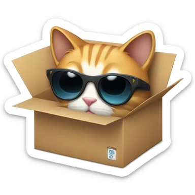 Cat with sunglasses in the box sticker