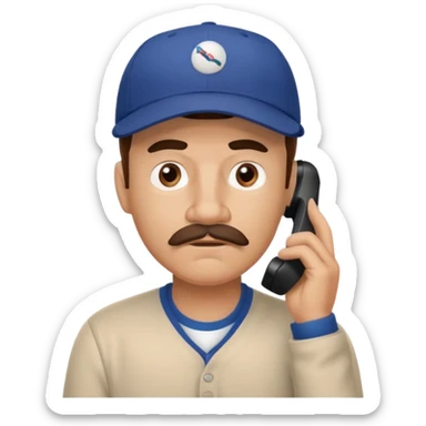 A man on the phone about to make a complaint but dad sticker