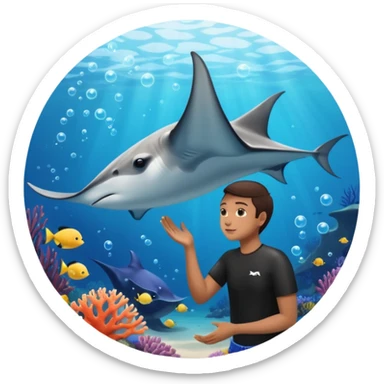 une personne qui carresse un raies menta sticker