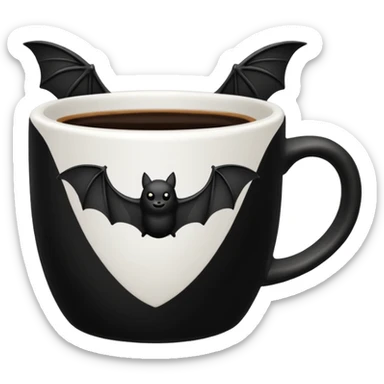 a coffeecup with a bat on it sticker