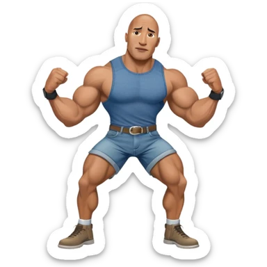 Dwayne the rock Johnson flexing in denim short shorts sticker