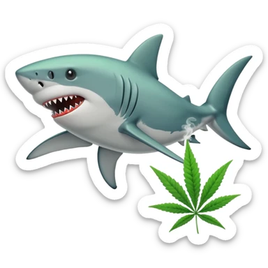 Shark doing cartwheel smoking weed sticker