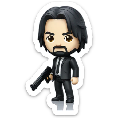 John Wick with a gun Nendoroid style Stealth sticker