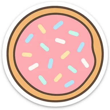 flat toon sugar cookie with pink icing and pastel sprinkles sticker