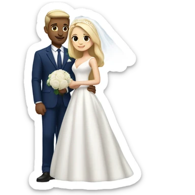 Puerto rican beard short hair with blue hat and navy blue suit getting Married with blond long hair girl with white  wedding dress  sticker