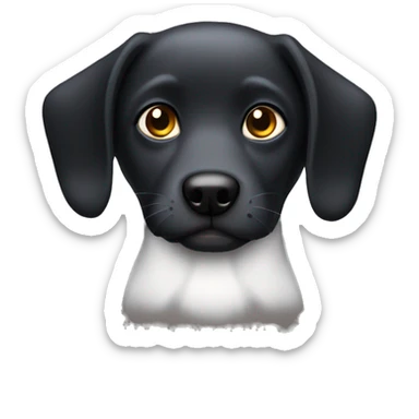 Perro negro con orejas grandes energético sticker