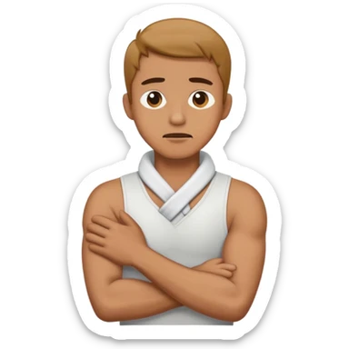 Man crossing arms in front of him choking his neck  sticker