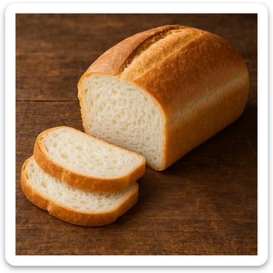 realistic Italian bakery style white bread, soft crust, fluffy interior sticker