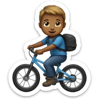 A baby boy holding a mountain riding a bike sticker