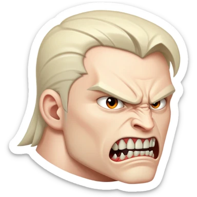 young angry man in profile view with sharp fangs and intense expression sticker