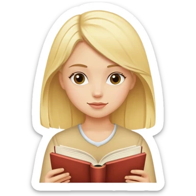 Blonde girl reading a book  sticker
