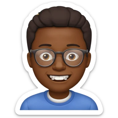 crooked teeth black emoji with glasses on  sticker