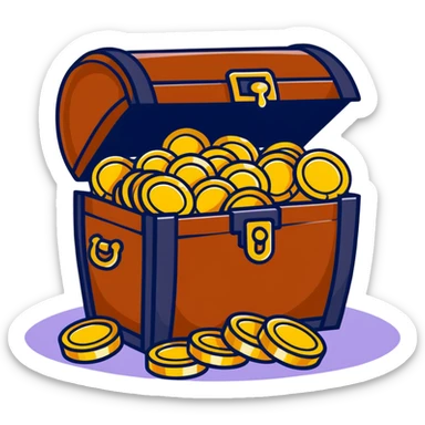 pirate treasure chest with gold coins sticker