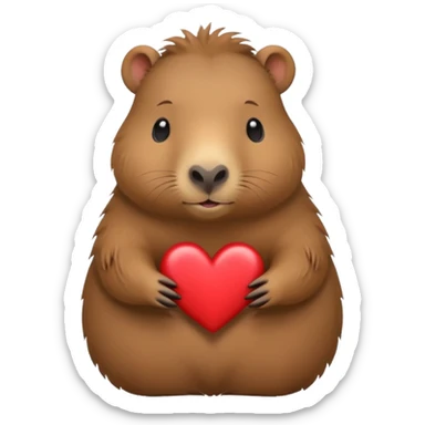 Capibara tierno con un corazón sticker