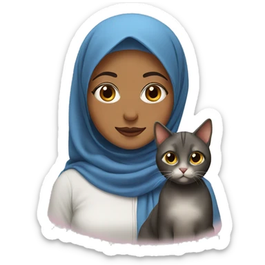 Hijab girl and cat sticker