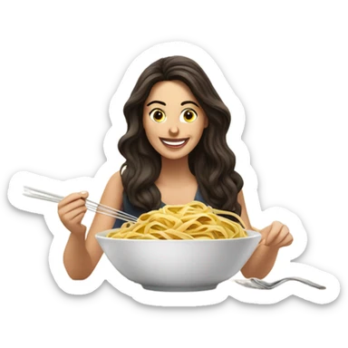 Gorgeous brunette slurping linguine  sticker