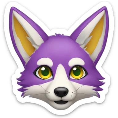 purple yellow fox furry green eyes sticker
