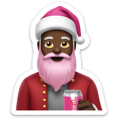 Pink beard black Santa Claus drinking cola sticker