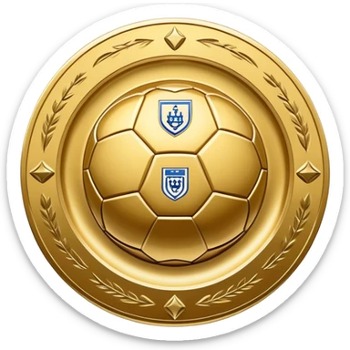 round golden plate with football motifs, representing Israeli Premier League champions sticker