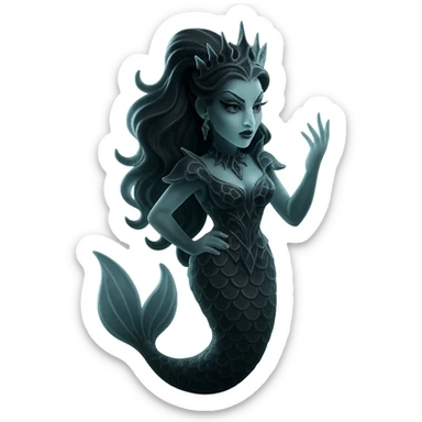dark and elegant drag queen gothic mermaid with intricate details sticker