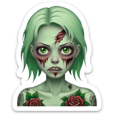 zombie woman with big tattoos sticker