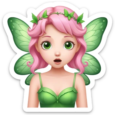pink fairy in green dress surprise sticker