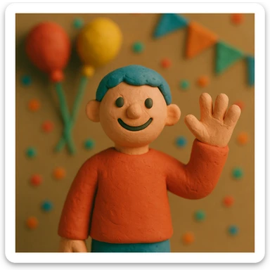 figure waving and smiling, festive background sticker