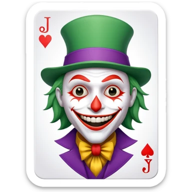 1 poker card, perfectly squared card, with crazy colorful human jolly joker inside, star symbol with a "J" sticker