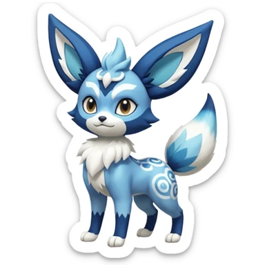 Glaceon-Fennekin-Meowstic-Fakémon-hybrid-creature (full body)  sticker