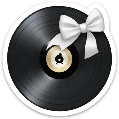 vinyl record with white bow sticker