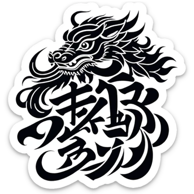 Chinese or Japanese characters 血威華我 with dramatic, powerful imagery sticker