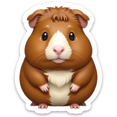 Cinematic Noble Brown Guinea Pig Portrait Emoji, Poised and regal, with a compact, chubby build and a soft, well-groomed rich brown coat, deep-set soulful dark eyes, Simplified yet sharp and sophisticated features, highly detailed, glowing with a warm, dignified glow, high shine, intelligent and charming, stylized with an air of gentle coziness, focused and attentive, soft glowing outline, capturing the essence of a watchful and confident little rodent, so majestic it feels as though it could scurry out of the screen with effortless authority! sticker