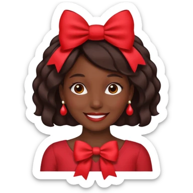 👩🏽 give me this emoji. But add a bow on the side of her head sticker