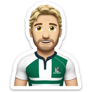 Rugby player with mullet in Eastwood rugby kit sticker