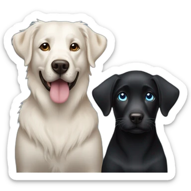 2 dogs black labrador and a berger australien with blue eyes sticker