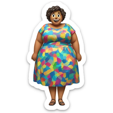 drunk obese woman wearing dress smiling sticker