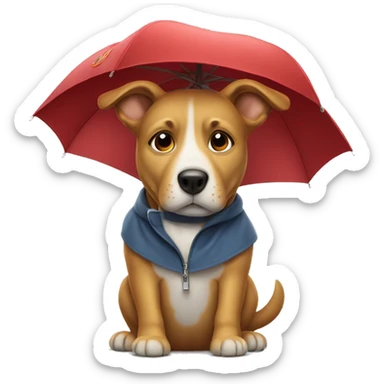 Dog wearing a hat with umbrella sticker