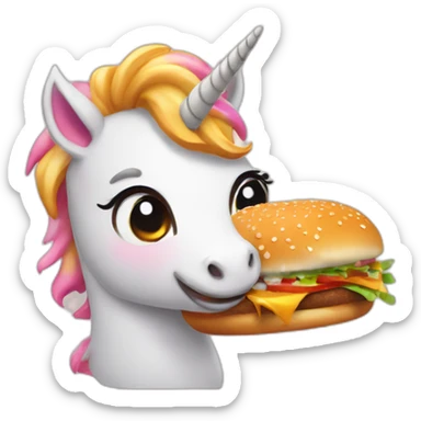 cute unicorn slapped with hamburger sticker