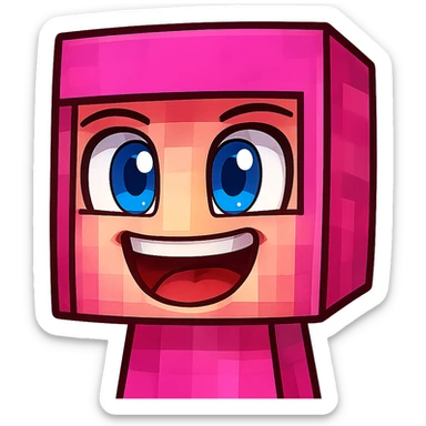 Extract only the face of the second character from the left, keeping the original Minecraft cartoon style and appearance, on a transparent background. sticker