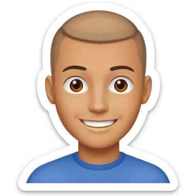 a guy with a buzzcut sticker