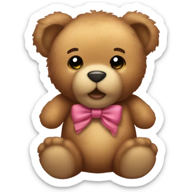 Teddy bear with a hair bow sticker