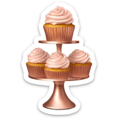 Realistic isolated empty rose gold cupcake stand. sticker