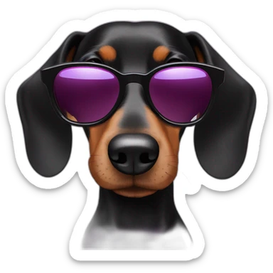 black dachshund in sunglasses head shot sticker