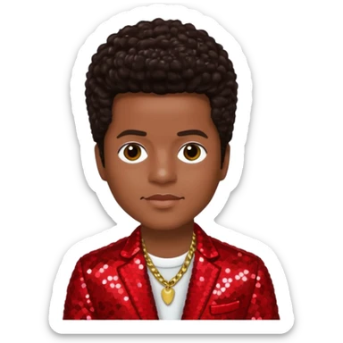 Bruno Mars with Dark Brown Hair, Red Sequin Outfit sticker