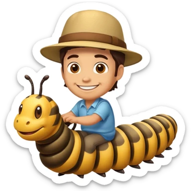 a man riding a caterpillar sticker