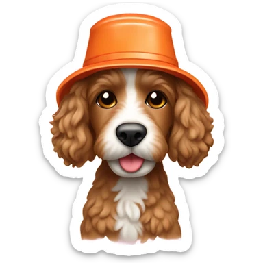 Cockapoo wearing a bucket hat sticker