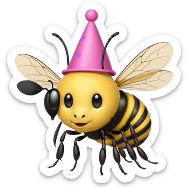 party pink hat bee sticker