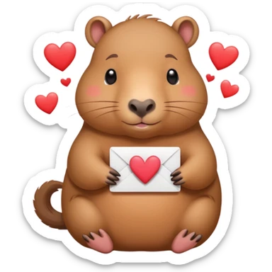 Un capybara kawail avec des coeur avec des lettre <<A>> dedans  sticker