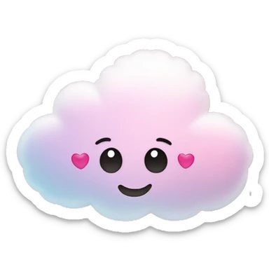 Cloud with pink heart and sparkles sticker